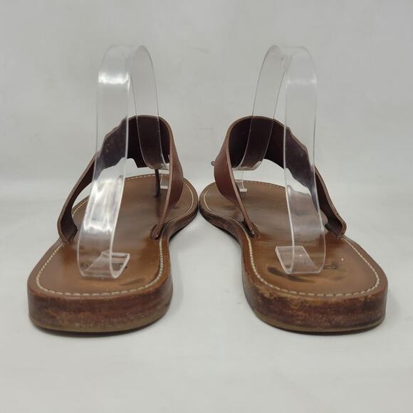 CELINE Lerins Sandals IT41 US11 Brown Leather Thong Knot Flats Slides Slip On - Picture 9 of 13